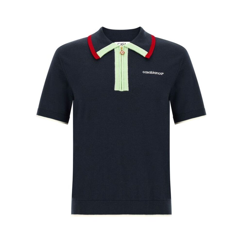 Casablanca Blue Wool Polo Men's Shirt